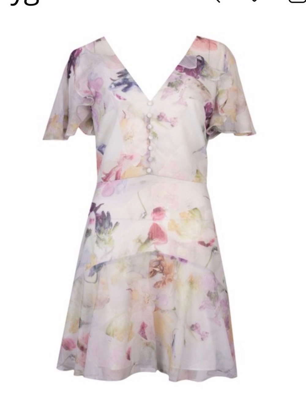 Ted Baker London Pastel Floral V-Back Short Dress